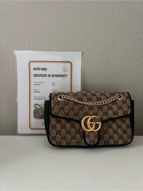 Gucci Brown GG Canvas Shoulder Bag with Gold Hardware